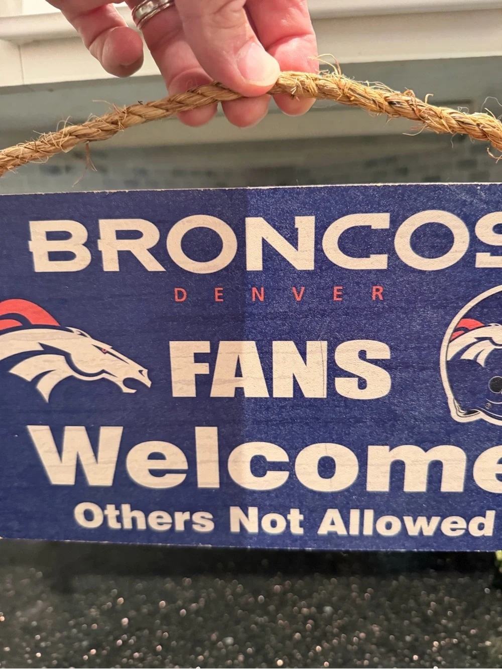 NFL Denver Broncos Welcome Fans Hanging Sign 12x6”